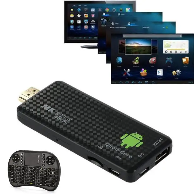 

Fashion Smart Home Accessories TV Box MK809IV Android 4.4 TV Dongle Box Quad Core Mini PC 1080P 3D + 2.4G Mouse Home Theater