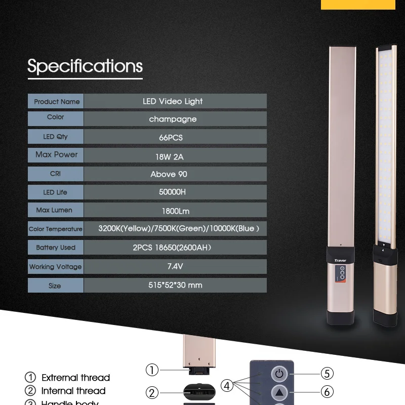 Travor ручной светодиодный видео светильник фотографии светильник тонкий 7 мм ультратонкое естественное освещение CRI 95 3200 K/5500 K с 2 шт. перезаряжаемый литий-ионный аккумулятор Батарея