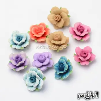 

Mixed Handmade Polymer Clay Flower Beads, Mixed Color, 20x12~14mm, Hole: 2mm