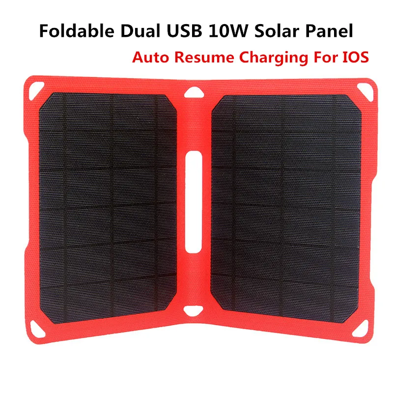 

Dual USB Solar Battery 5V 10W Solar Panel For IOS Android Foldable Solar Cell Auto Resume Charging Smart Solar Charger