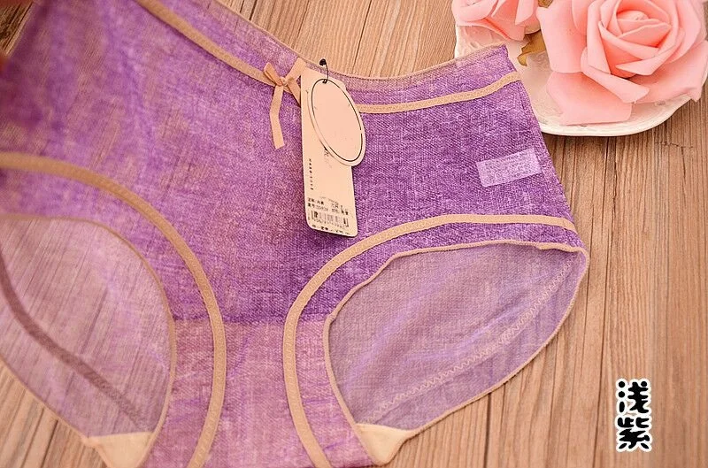 Silk Ladies Woman Seamless Sexy Panties Low Waist Briefs Female Stripe Soft Breathable Women's Thin Underwear5