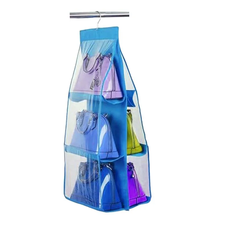 

Hoomall 6 Pockets PVC Non-woven Perspective Storage Bags Dust-proof Hanging Bag 3 Layer Organizer Home Space Home Organizer