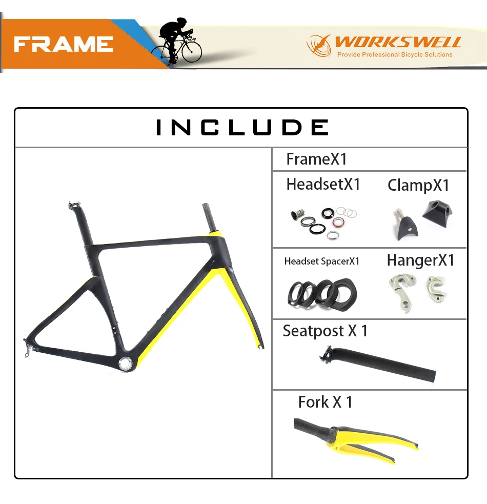 Excellent Popular Full Carbon Road Bike Frame 54cm BSA Frame+Fork+Headset Bicycle Framesets frame , headset , Fork Clamp 2 years warranty 3