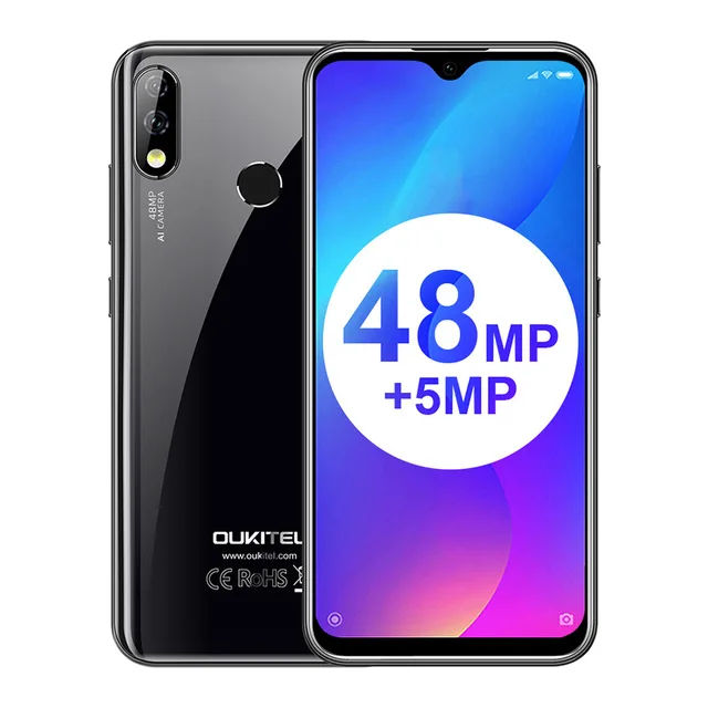 OUKITEL Y4800 6," FHD+ Android 9,0 Pie 6GB 128GB смартфон 4000mAh 9 V/2A Quick Charge 48.0MP 4G мобильный телефон PK redmi note 7 - Цвет: Черный