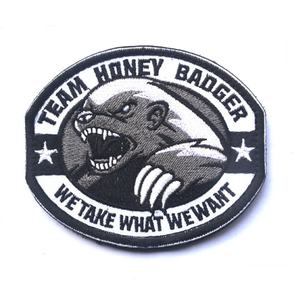 Gray Team Honey Badger We Take What We Want Decorative Embroidery Decal 
