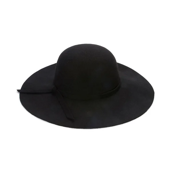 Chapeau,, повседневная фетровая шляпа с широкими полями, Купольные шляпы, высокое качество, шерстяная широкополая шляпа, женская черная шляпка - Цвет: black