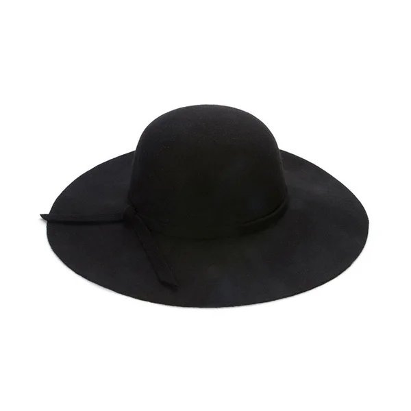 black Chapeau,, повседневная фетровая шляпа с широкими полями, Купольные шляпы, высокое качество, шерстяная широкополая шляпа, женская черная шляпка - Цвет: black