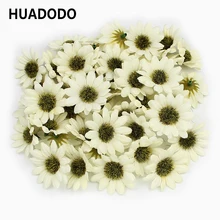 HUADODO, 50 шт., 4 см, мини, ромашки, цветочные головки, шелковые искусственные цветы для свадебного украшения, домашний декор, ручная работа, сделай сам