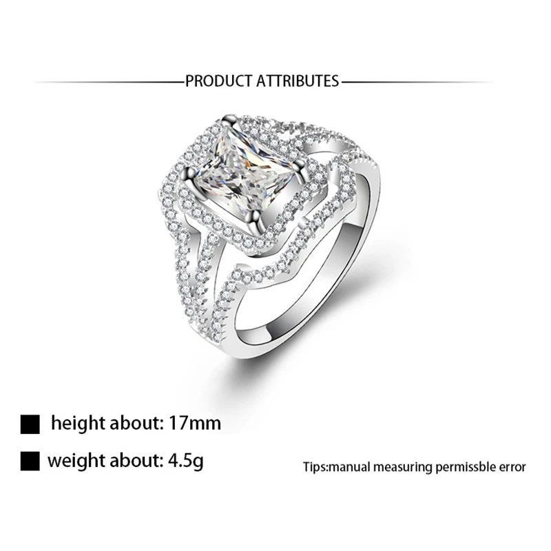 Luxury Exaggerated Female Ring Large Cubic Zirconia Rings Square Silver Color Jewelry For Women Men Wedding Anillos Bijoux dm079 (3)