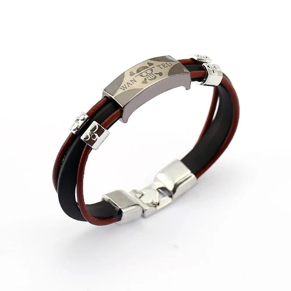 Monkey D Luffy Brown Three Layer Leather Chain Bracelet One piece