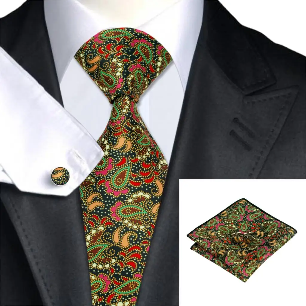 C 1271 Neck Ties For Men Print Floral Mens Ties Handkerchief Cufflinks