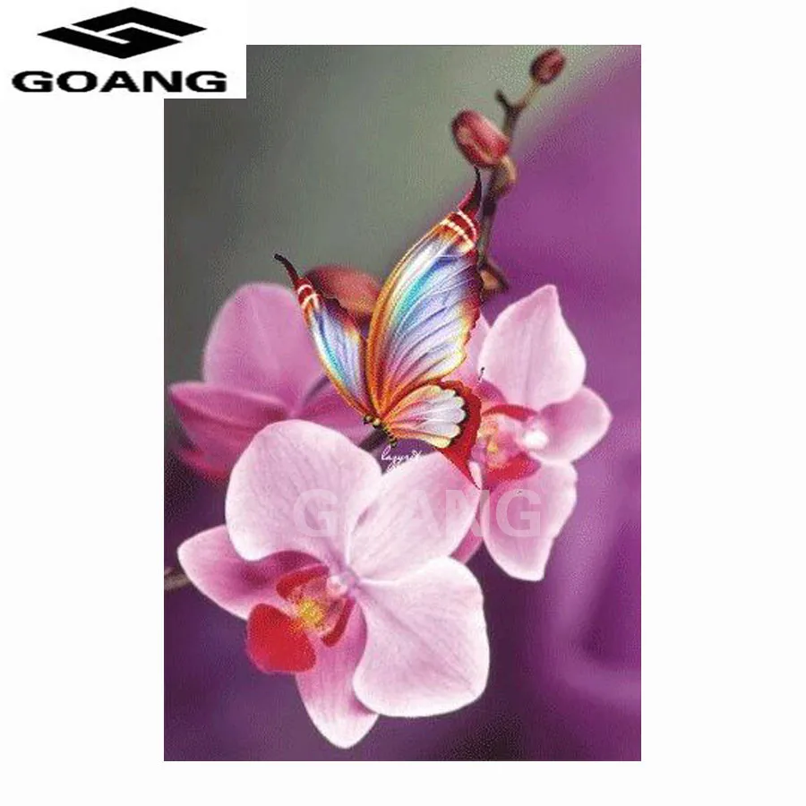 

GOANG New Arrival! 5D Full Diamond Painting Cross Stitch Diamond Embroidery Diamond Mosaic flowers and butterflies GA885