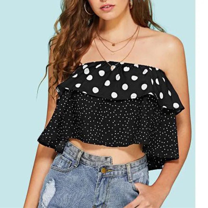 2018 NEW Fashion Women Sexy Off Shoulder Sleeveless Backless Ruffle