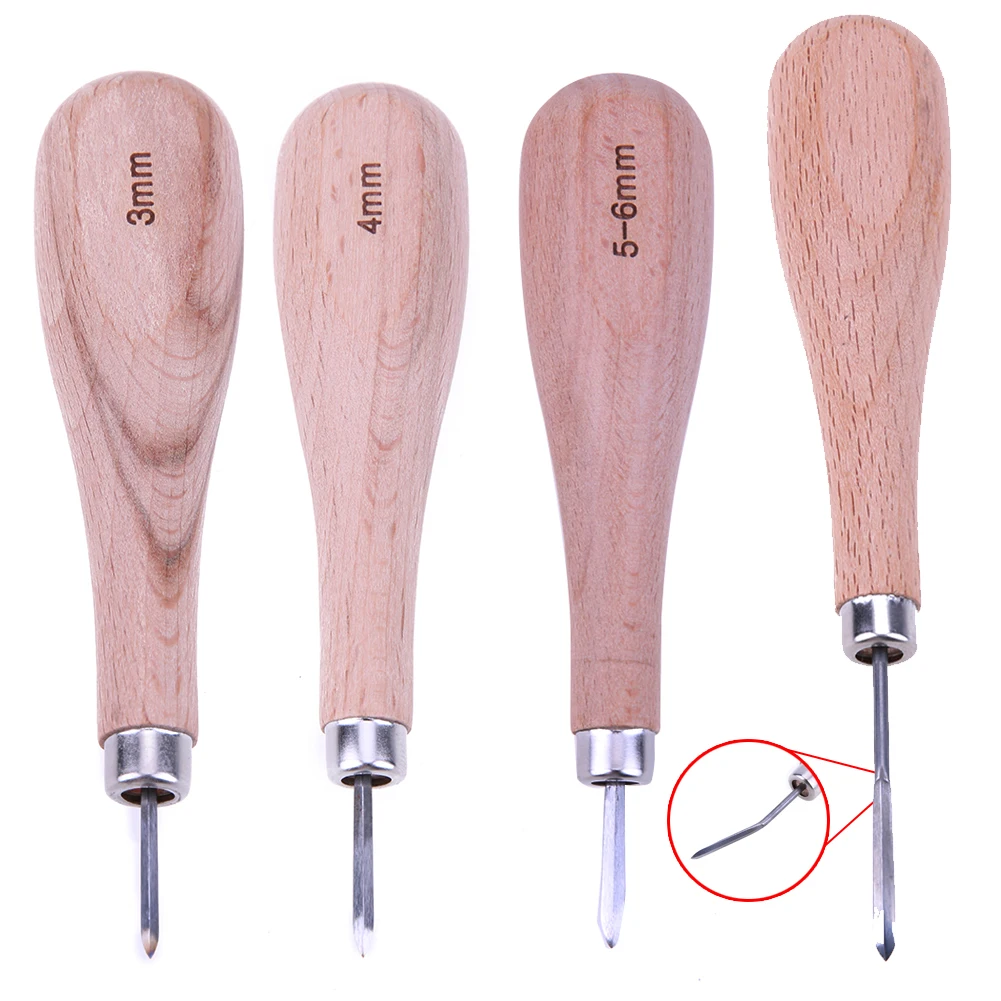 

3mm 4mm 5-6mm Diamond Awl Leather Craft Tools Sewing Kit Handle Diamond Point Awl DIY Leather Tool
