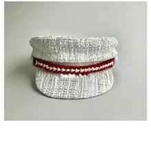 Зимний берет для Для женщин Vogue белый твид военной шляпу с плоским верхом красный оплетку армии Кепки женский головной убор газетчик Кепки