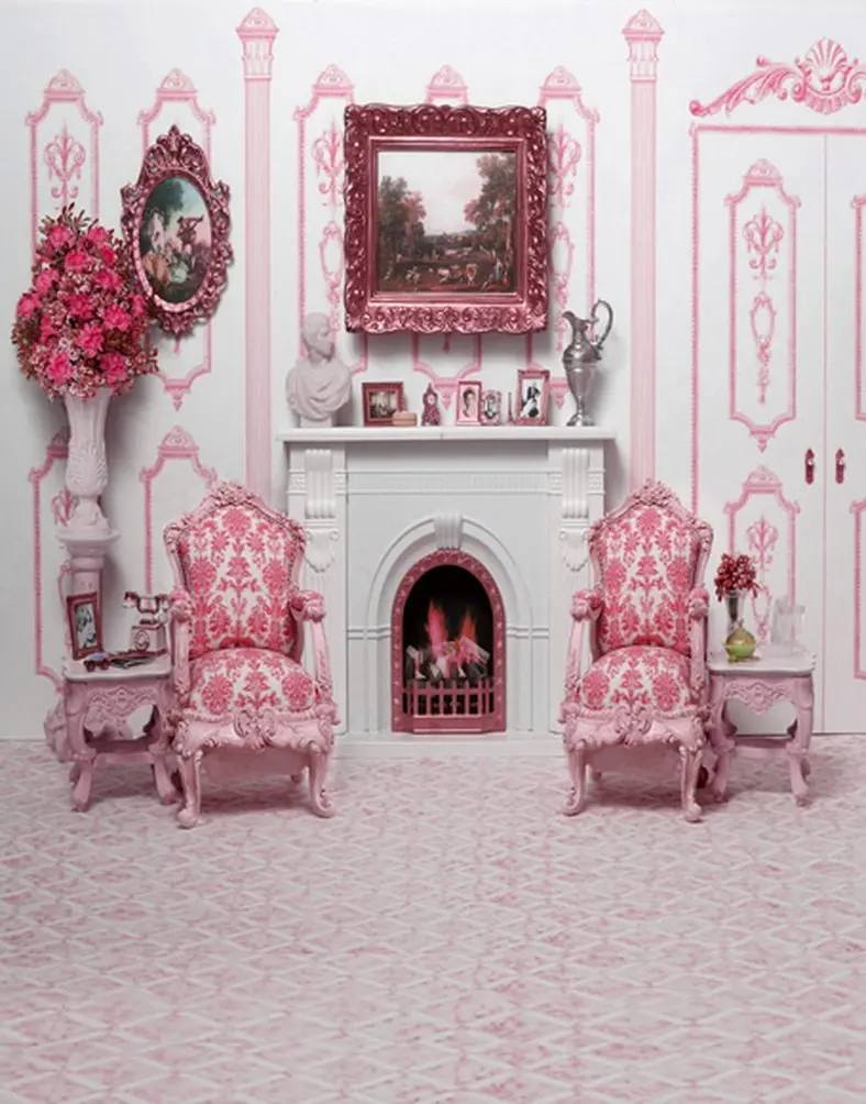 

5x7ft Винтажный Розовый фон для фотосъемки в гостиную с цветами