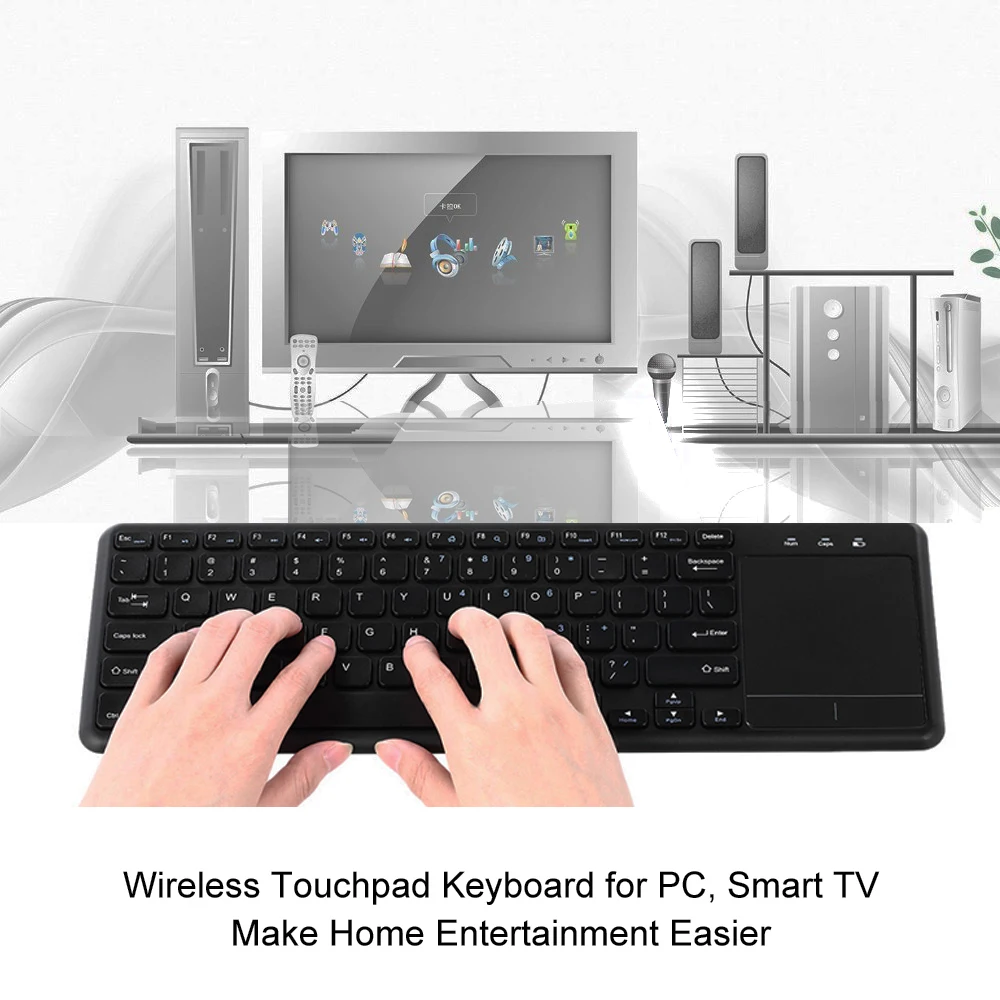 AVATTO Super Slim 2.4G Wireless Gaming Keyboard with TouchPad for Andriod iOS Phone Tablet Smart TV