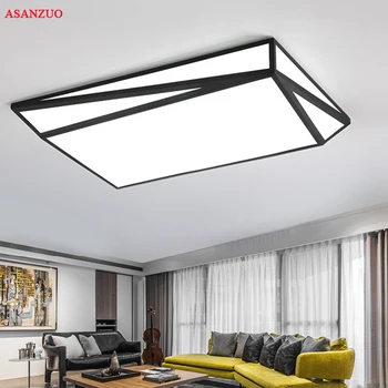 

Black White Modern iron led ceiling lights for living room iron ceiling lamp geometric acrylic square LED ceiling light