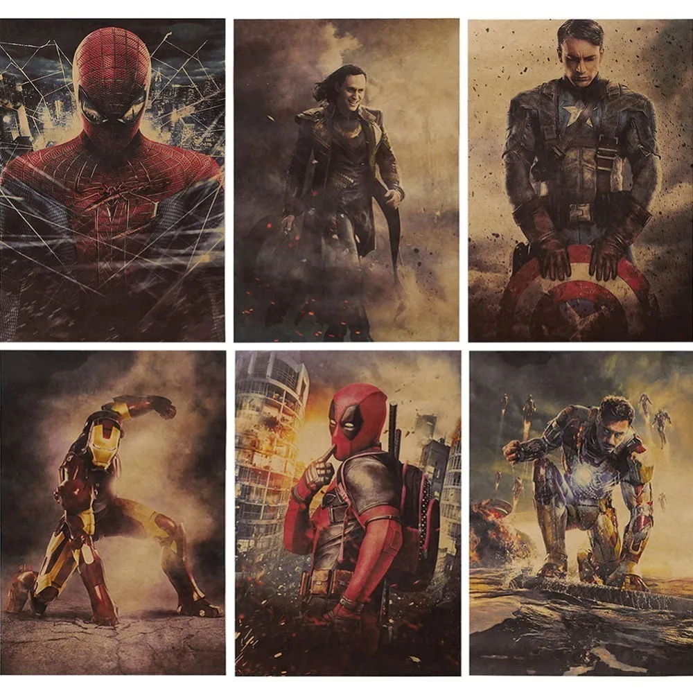

1PC 50x35cm Movie Marvel Series Poster Avengers Infinity War Retro Poster Wall Stickers For Living Room Home Decoration