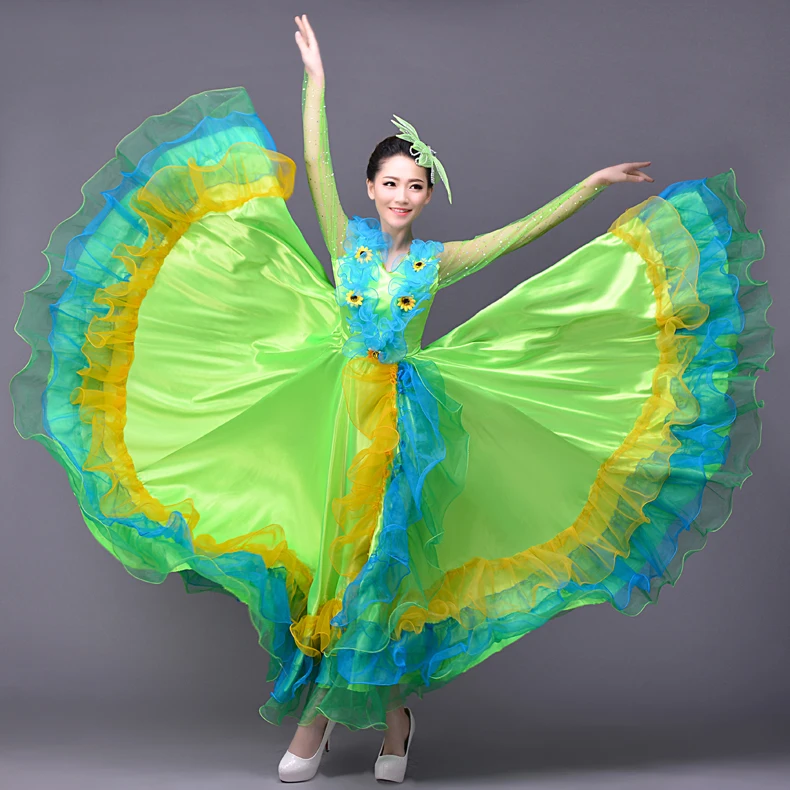 Испанское фламенко, танцевальные платья, женская сценическая одежда, женская одежда для танцоров, женские бальные платья для латинских танцев, платье для взрослых DNV11575