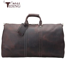 Мужская большая Вместительная дорожная сумка из натуральной кожи, прочная дорожная сумка crazy horse из натуральной кожи, большая сумка на плечо для выходных