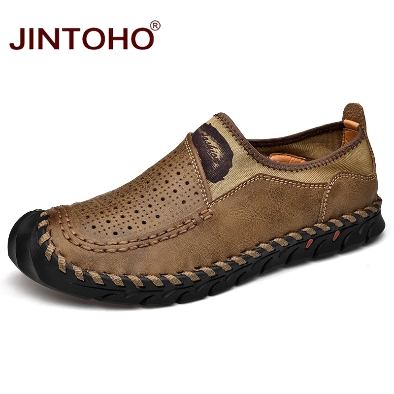 

JINTOHO Slip On Men Fashion Shoes Brand Men Genuine Leather Shoes Men Loafers Boat Shoes 2019 Leather Casual Shoes