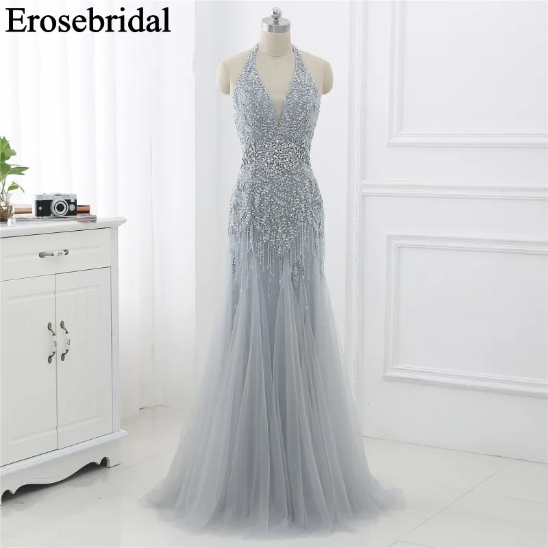 

Mermaid Occasion Dresses for Women Long Elegant Evening Dress Party Formal Dresses Evening Gown Grey/Champagne 2019