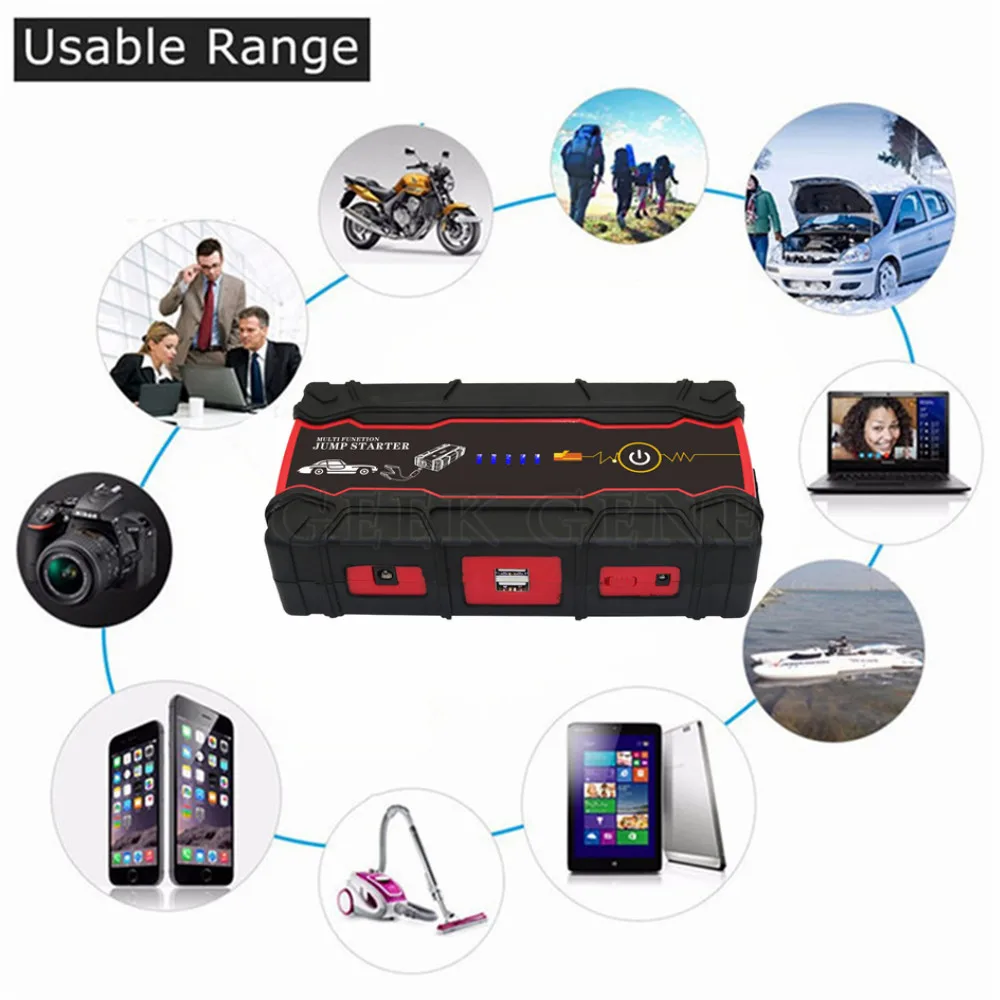 

2019 High Capacity 18000mAh Car Jump Starter Power Bank 12V Portable Multi-function Start Car Charger Booster DieselSOS light