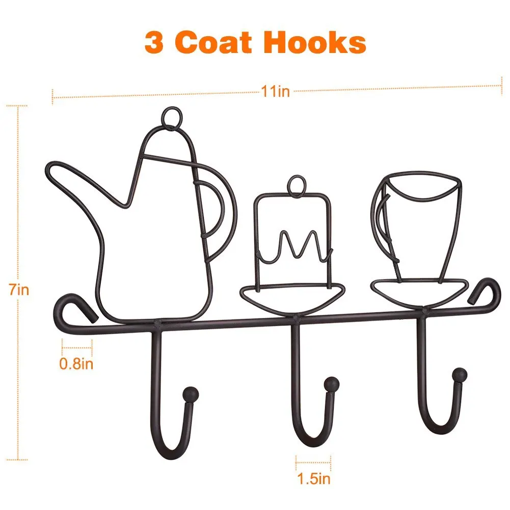 EWS-Настенные Крючки стойки, 11 дюйм(ов) гладить 3 крючка Кухня дома ресторан Ключи пальто чашки декоративные