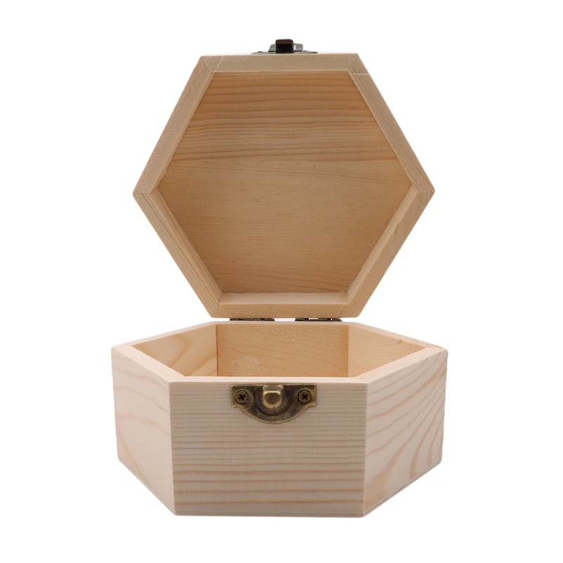 DIY модная Подарочная коробка простая портативная Шестигранная деревянная коробка для ювелирных изделий Свадебный держатель для ювелирных украшений