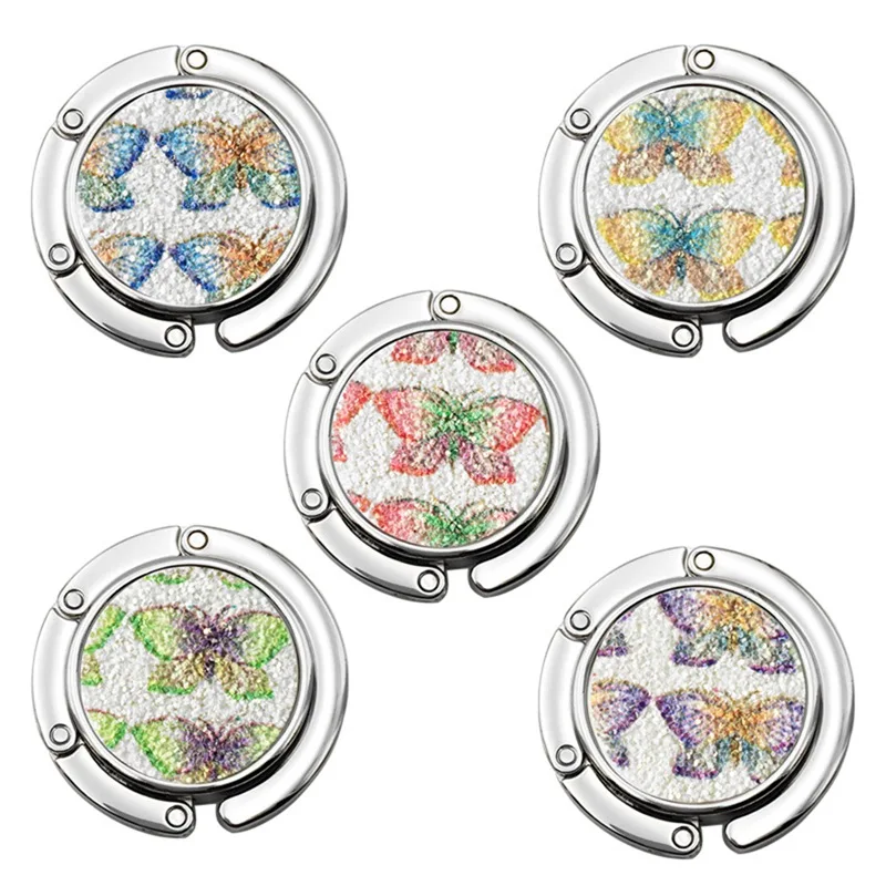 Mini Foldable Folding Table Handbag Hook Purse Tote Flower Shape Metal Bag Table Hanger Holder Decoration For Home