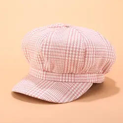 2019 Ретро берет шляпа Женская клетчатая газетная шляпа берет Бейкер Кепка 90 девочек береты с козырьком элегантный берет шляпа Женская