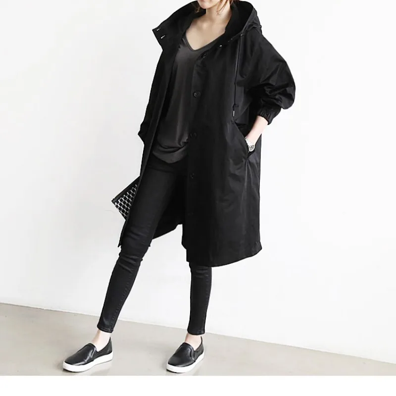 

New Arrive Female Long Coat Casual Streetwear New Arrive South Korean Loose Trench Women Spring And Autumn Outerwear