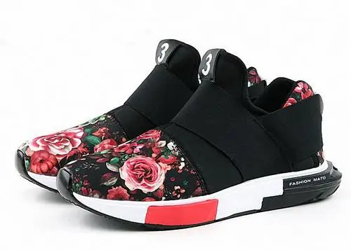 Hot Flowers Printing White Rubber Sole Couples Shoes For Lover Men With Y 3 Loubuten Shoes