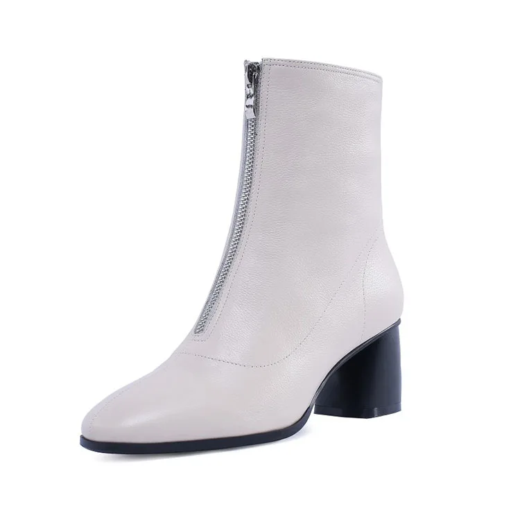 GPOKHDS/ г. женские ботильоны из мягкой коровьей кожи, зимние короткие плюшевые ботинки на молнии черного цвета с квадратным носком на высоком каблуке, размер 34-42