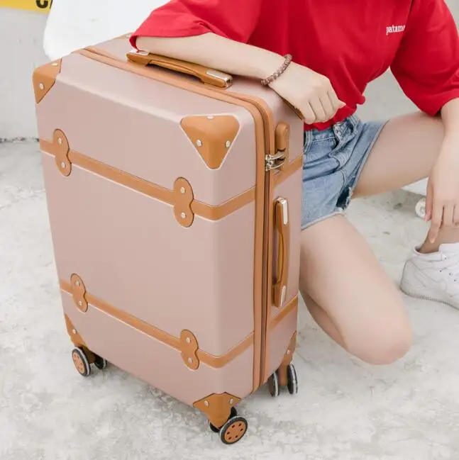 CARRYLOVE 2" 22" 2" 26" дюймовый Женский чемодан в стиле ретро набор Забавный Спиннер чемодан на колесиках из АБС-пластика с косметичкой - Цвет: only luggage