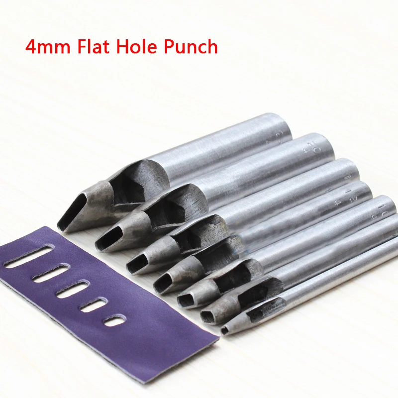 

G1 5pcs/lot 4mm*6/7/8/9/10 MM DIY Drilling Bit Leather Craft Puncher Flat Hole Punch Maker Cutter Chisel Tool Set