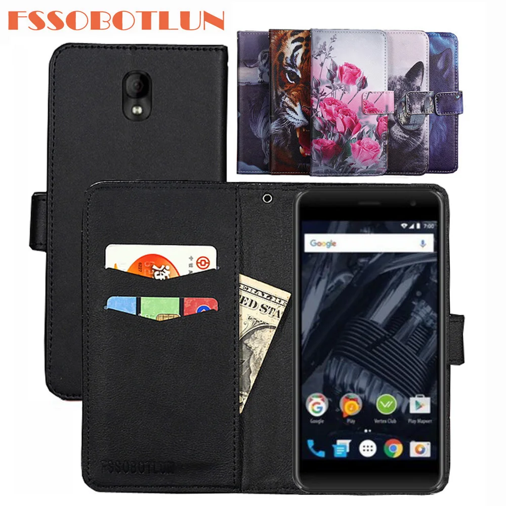 

FSSOBOTLUN 9 Colors For VERTEX Impress Wolf Case PU Leather Retro Flip Cover Shell Magnetic Fashion Wallet Cases Kickstand Strap