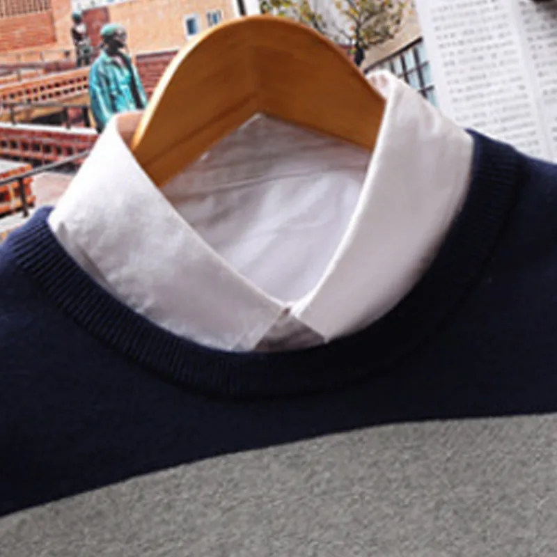 Зимние белые полосатые мужские свитера Брендовые мужские свитера хлопковые повседневные с круглым вырезом облегающие мужские вязаные свитера пуловеры 3XL 50