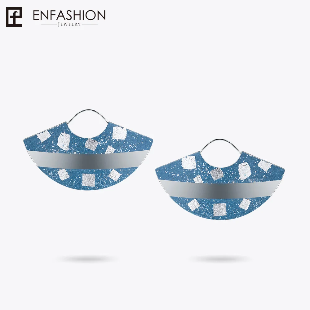 

Enfashion Lacquer Art Series Light Shadow Drop Earrings Big Fan Shape Design Steel Earrings for Women Earing oorbellen EBQ18LA53