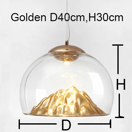 Современный простой гальванический Золотой стеклянный одиночный пендан лампа скандинавский креативный горный дизайн светодиодный декоративный светильник для ресторана - Цвет корпуса: Golden