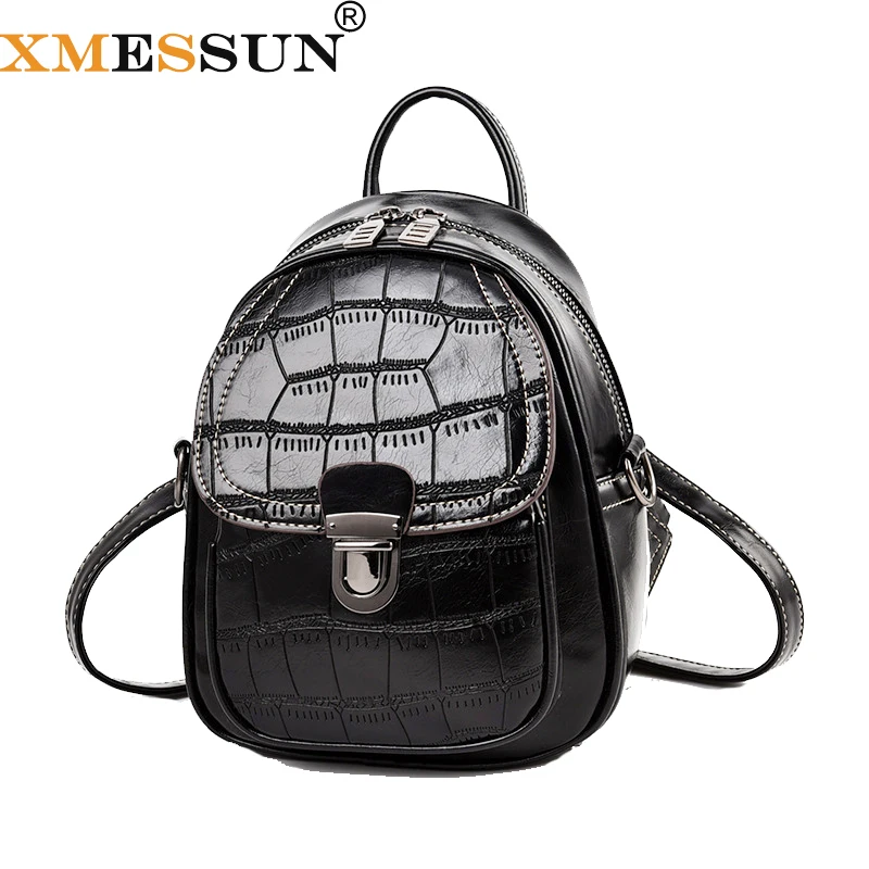 

XMESSUN Women Crocodile Pattern Backpack Multi-Function Fashion Brand Small Backpack 2019 New Shoulder Bag Drop Shipping H103