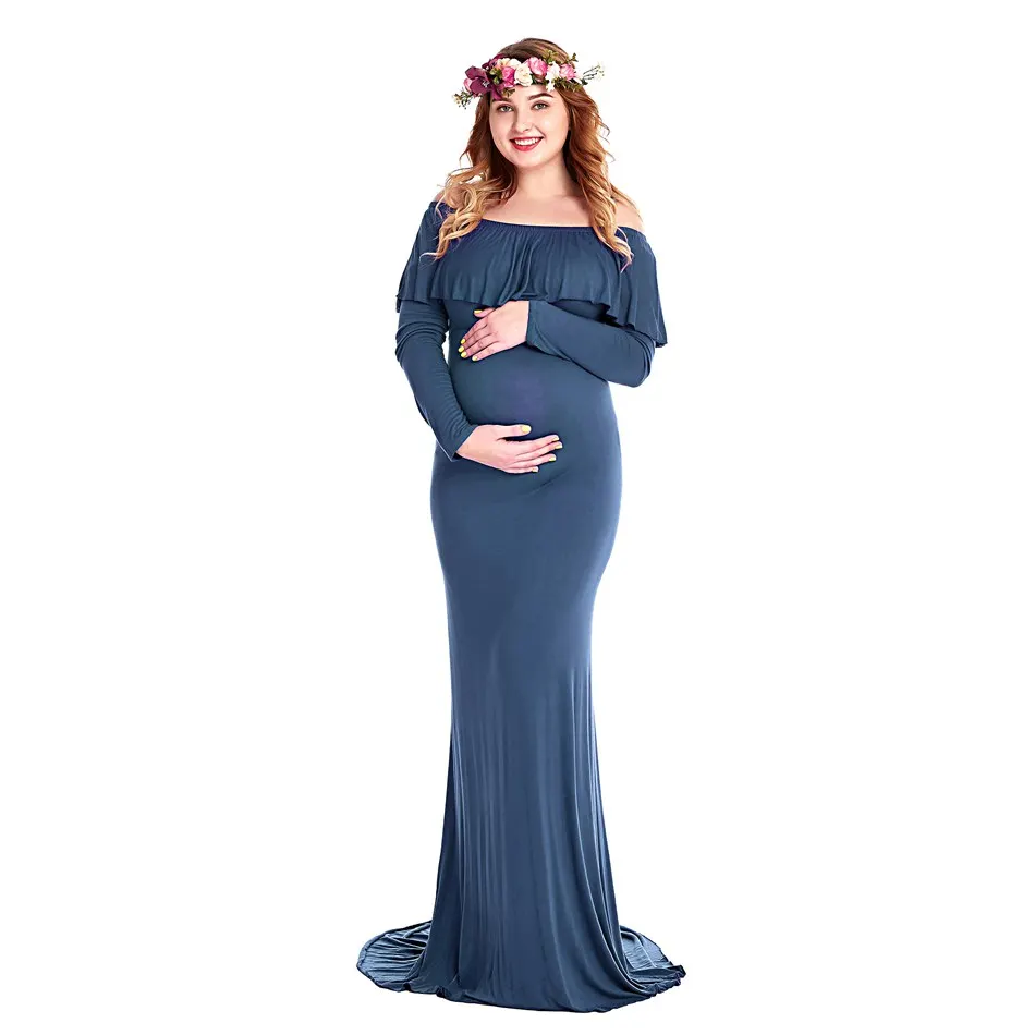 VOGUEON женское длинное платье для беременных с оборками, Длинные вечерние макси платья без рукавов, Одежда для беременных, одежда для фотосъемки