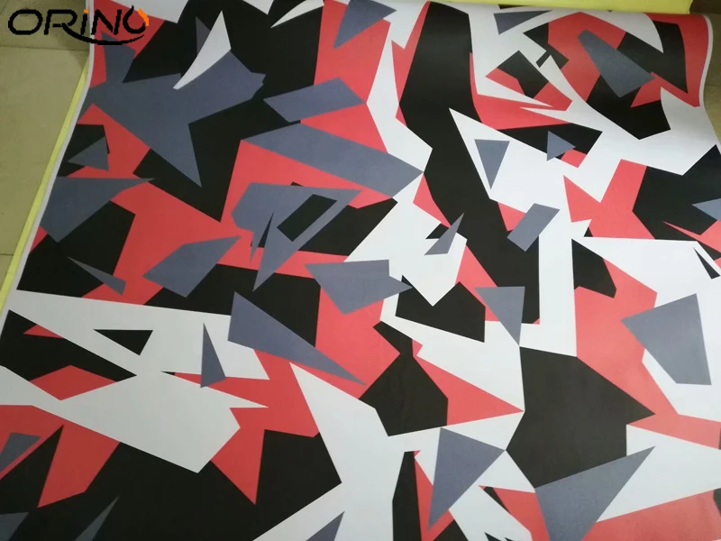 Orange Black Grey White Camouflage Vinyl Film-5