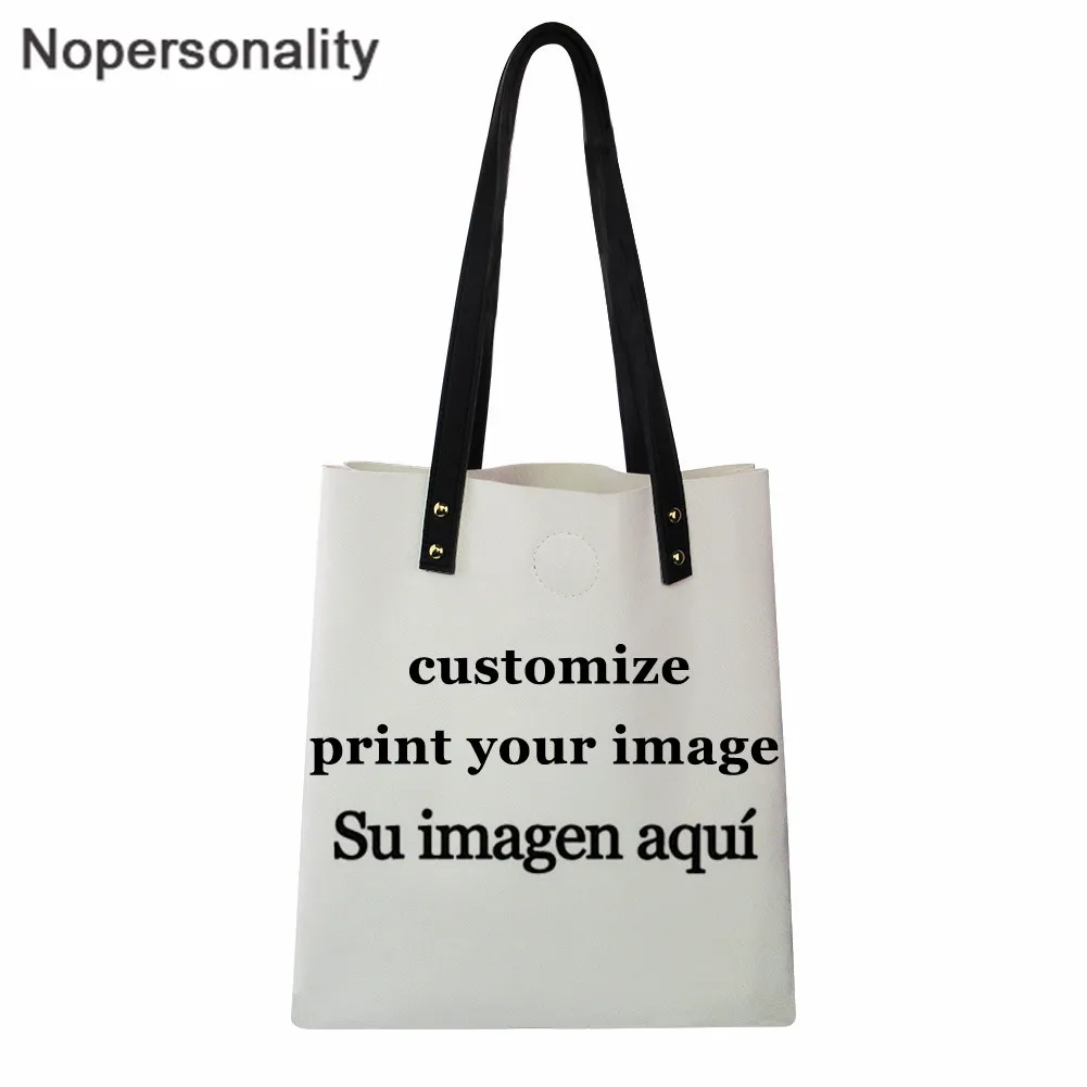

Nopersonality Women Large Capacity PU Leather Shoulder Bags Custom Image Handbag Ladies Shopping Top-handle Bag Beach Handbags