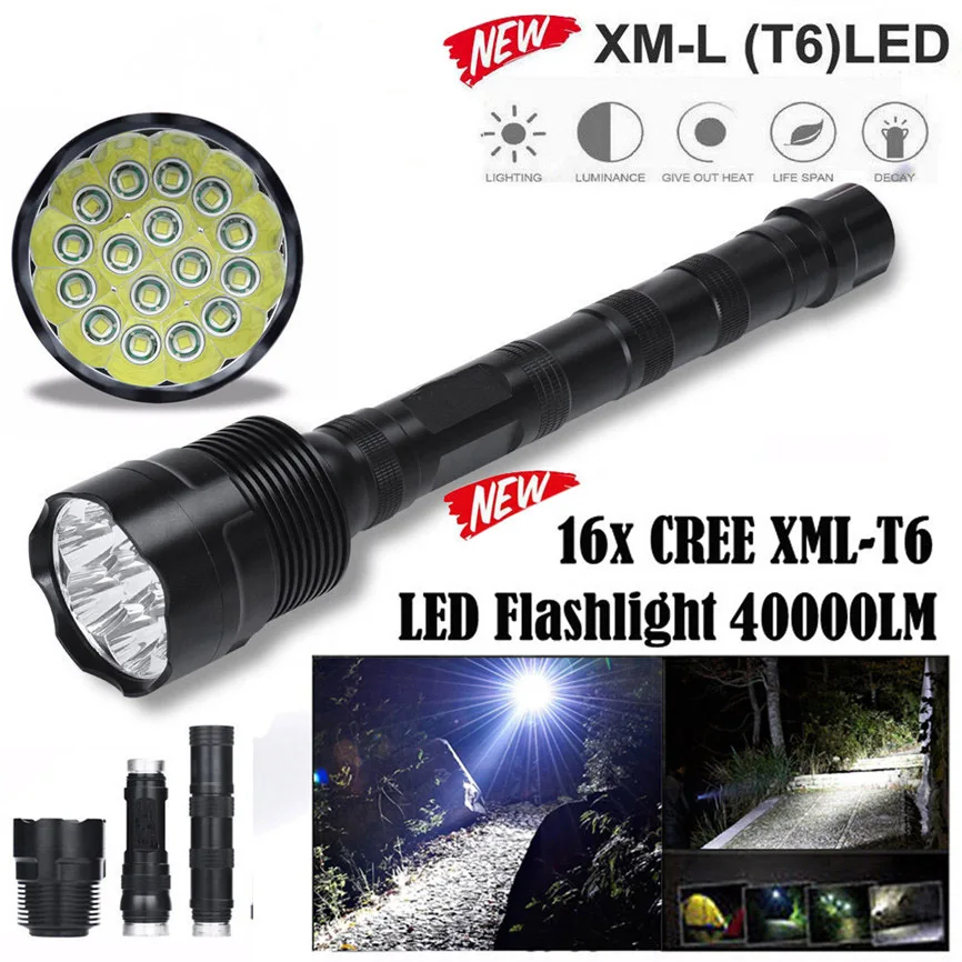 Супер 40000 люмен 16x CREE XML T6 5 Режим 18650 супер яркий светодиодный фонарик дропшиппинг B35