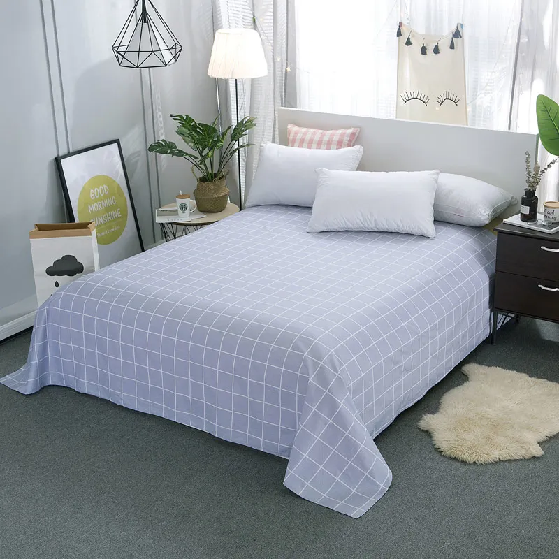 1-Piece-Blue-Stripes-Pattern-Flat-Sheet-for-Adult-100%-Cotton-Bed-Sheet-Queen-King-Size-Bed-Linen-Super-Soft-Bedspread-2