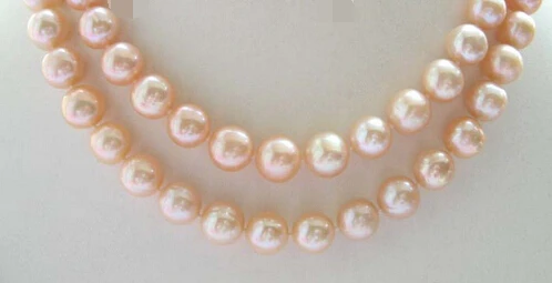

xiuli 001833 34" Genuine Natural 12mm Round Pink Pearl Necklace 14KGP!