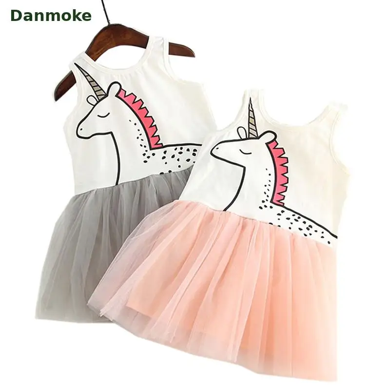 

Danmoke Summer Girl Dresses 2018 Unicorn Dresses Children Clothing Princess Dress 1-5 Years Girl Clothes 2pcs Vestidos