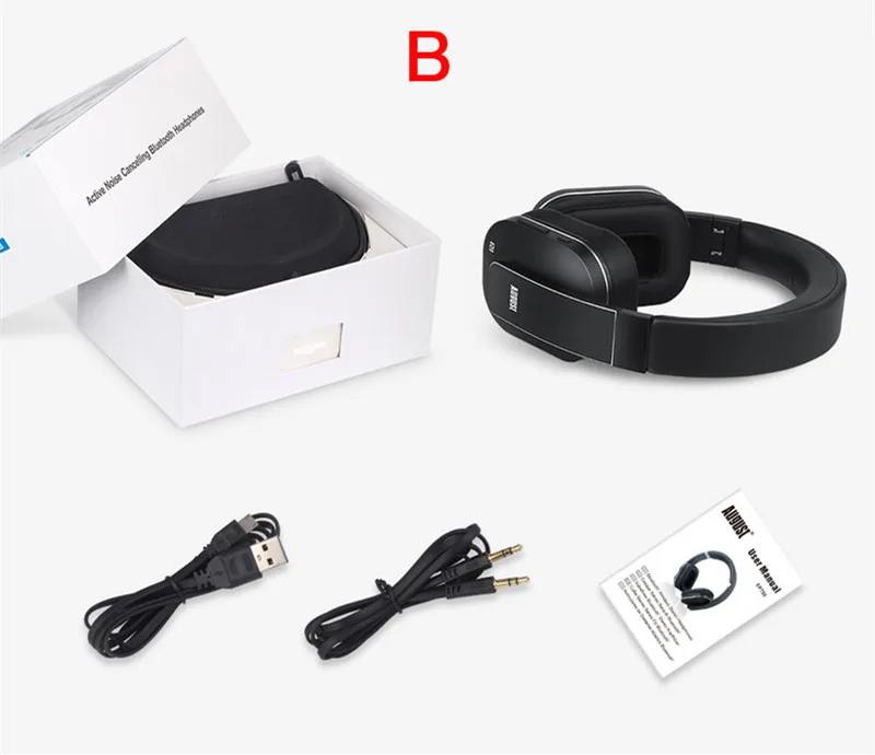 August EP750 Active Noise Cancelling Bluetooth Headphones Package B2